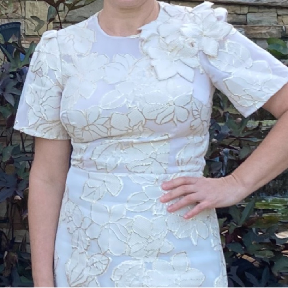 👗👗Rickie Freeman for Teri Jon Ivory Floral Maxi Dress - Picture 8 of 15